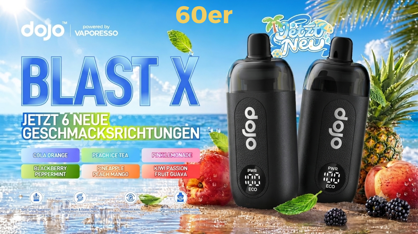 60x Dojo Blast X neue Nachfüllbehälter | Free 10x Leerpod & 10x Basisgerät Schwarz Kopie