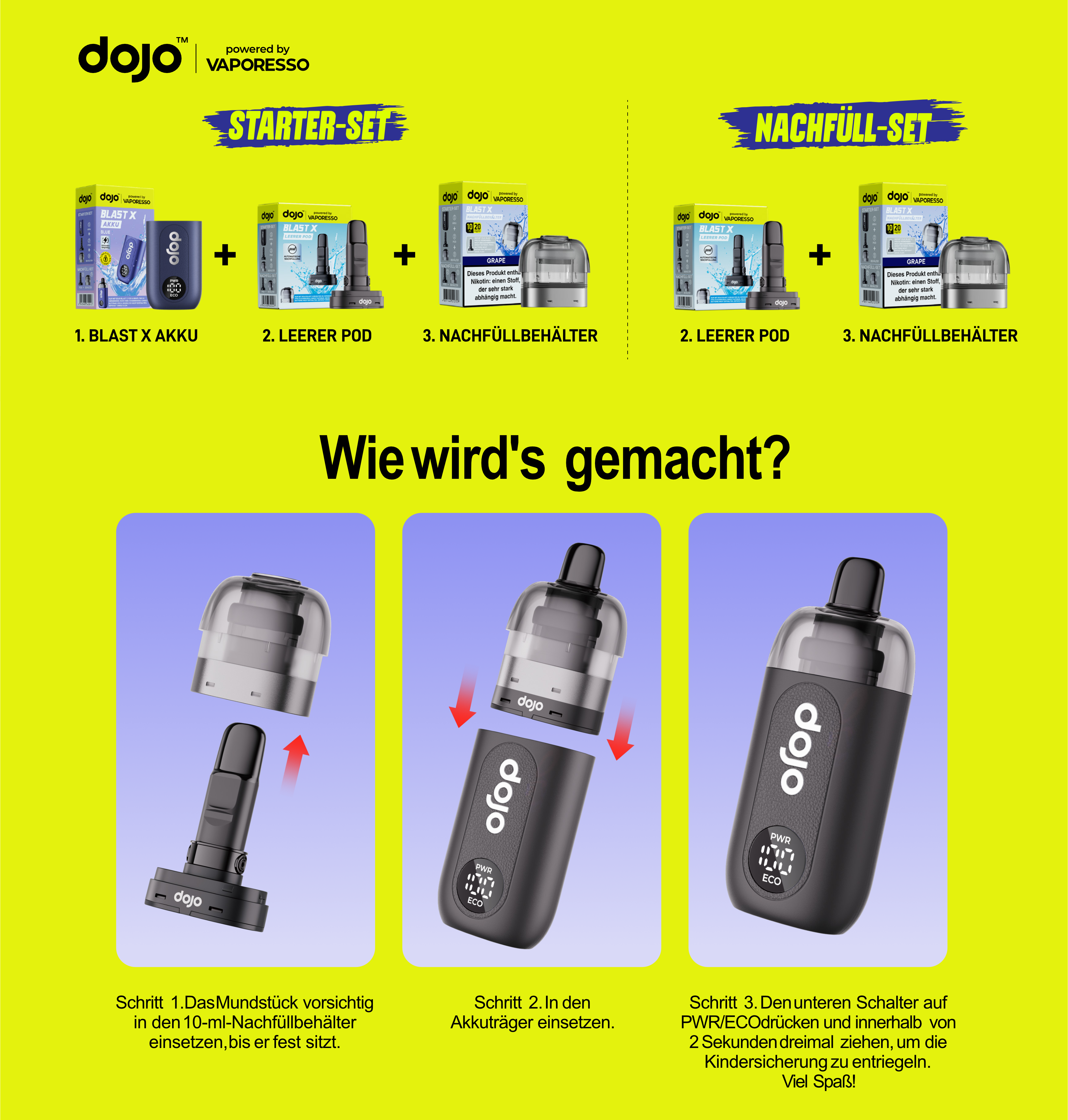 DOJO BLAST X, BATTERY YELLOW BLUE