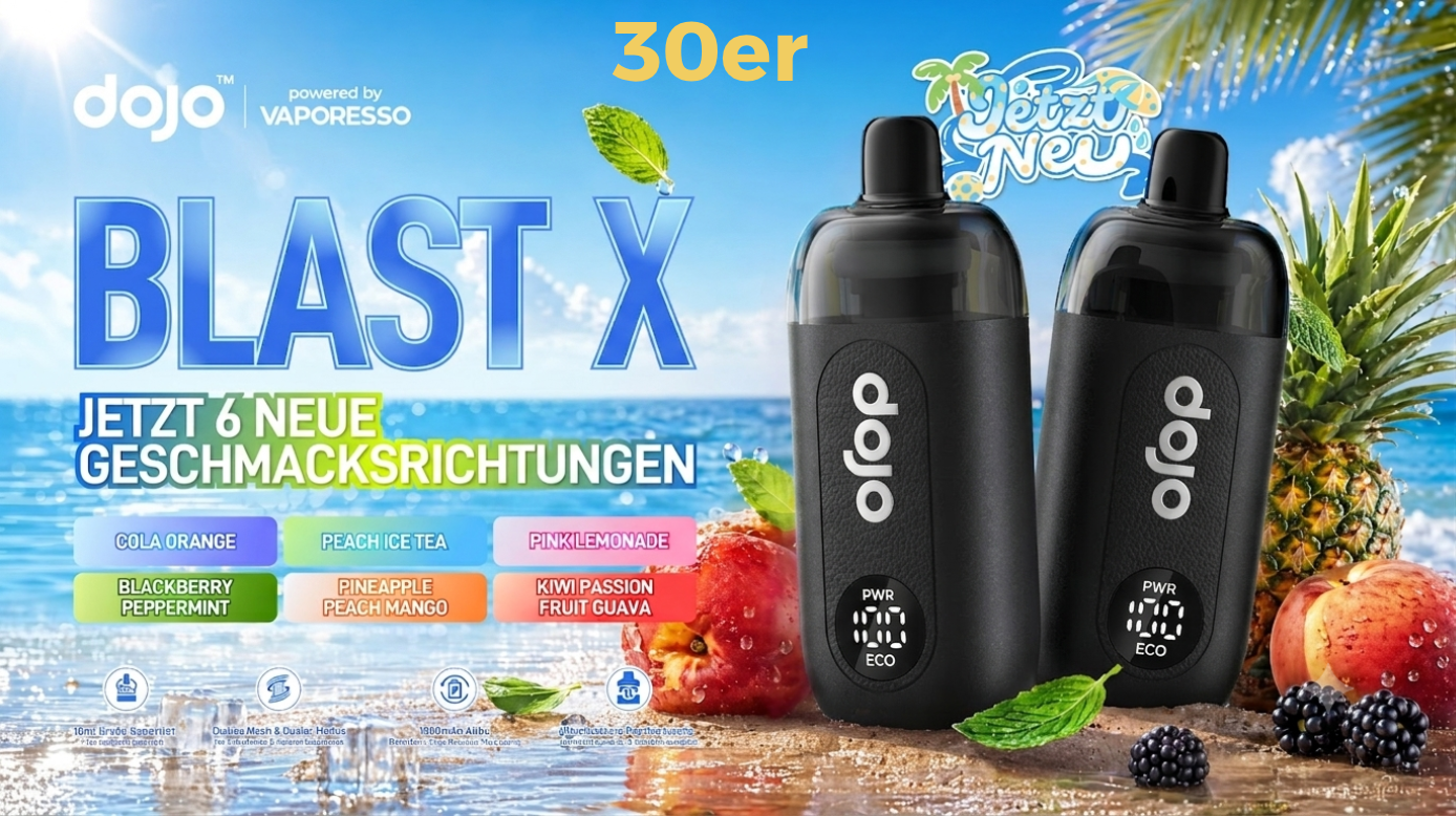 30x Dojo Blast X neue Nachfüllbehälter | Free 5x Leerpod & 5x Basisgerät Schwarz